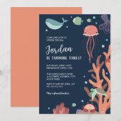 Invitation Fête d'anniversaire sous la mer (Devant / Derrière)