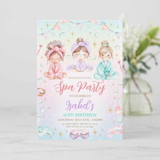 Invitation Fête d'anniversaire spa (Debout devant)