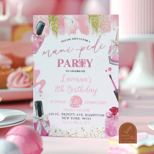 Invitation Fête d'anniversaire Spa Manucure-Pédicure Coquette