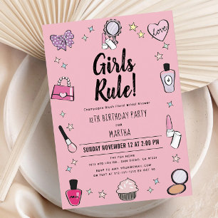 Invitation Fête d'anniversaire Spa Maquillage Rose