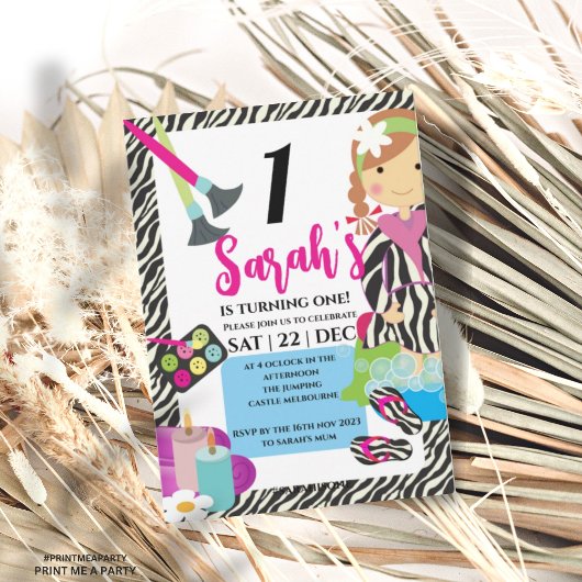 Invitation Fête d'anniversaire spa ou de couleuvre féminine