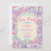 Invitation Fête d'anniversaire Spa Pamper Glam (Devant)