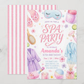 Invitation Fête d'anniversaire Spa pour filles (Devant / Derrière)