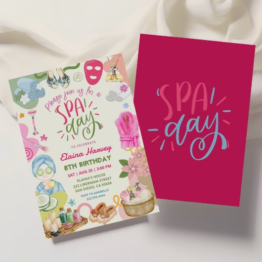 Invitation Fête d'anniversaire Spa pour filles