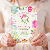 Invitation Fête d'anniversaire Spa pour filles