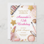Invitation Fête d'anniversaire Spa Rose Glamour (Devant)