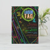 Invitation Fête d'anniversaire Spacey Cosmic Lights Laser Tag (Debout devant)