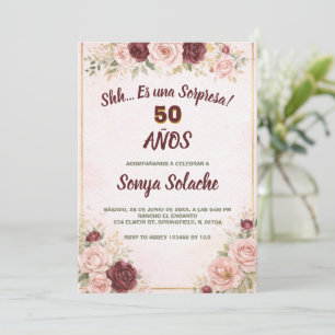 Invitation Fête d'anniversaire Spanish Blush et Burgundy Sorp
