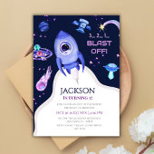 Invitation Fête d'anniversaire spatiale pour garçons - Décoll