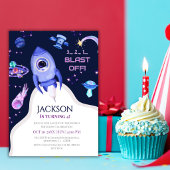 Invitation Fête d'anniversaire spatiale pour garçons Fusée 4è