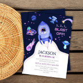 Invitation Fête d'anniversaire spatiale pour garçons Fusée 6è
