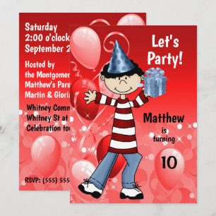Invitation Fête d'anniversaire spécifique à l'âge rouge du ga