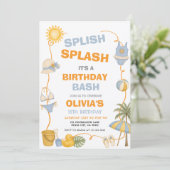 Invitation Fête d'anniversaire Splash Bash Fête d'été (Debout devant)