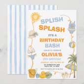 Invitation Fête d'anniversaire Splash Bash Fête d'été (Devant / Derrière)