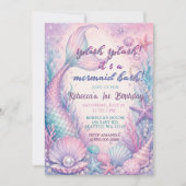 Invitation Fête d'anniversaire Splash Bash Sirène (Devant)