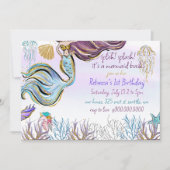 Invitation Fête d'anniversaire Splash Bash Sirène (Devant)