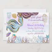 Invitation Fête d'anniversaire Splash Bash Sirène (Devant)