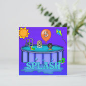 Invitation Fête d'anniversaire "Splash" Piscine 5 ans (Debout devant)