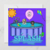 Invitation Fête d'anniversaire "Splash" pour 9 ans (Devant)