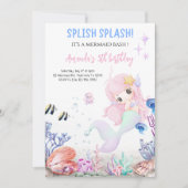 Invitation Fête d'anniversaire Splash pour petite fille (Devant)