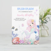 Invitation Fête d'anniversaire Splash pour petite fille (Debout devant)
