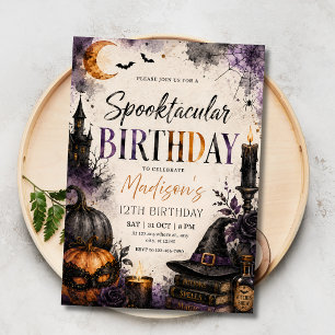 Invitation Fête d'anniversaire Spooktacular Halloween Sorcièr