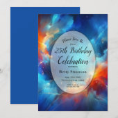 Invitation Fête d'anniversaire Starlight Fusion de Feu et de  (Devant / Derrière)
