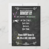 Invitation Fête d'anniversaire Steampunk tableau noir (Dos)