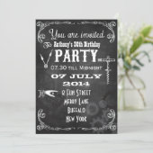 Invitation Fête d'anniversaire Steampunk Tableau Noir (Debout devant)