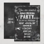 Invitation Fête d'anniversaire Steampunk Tableau Noir (Devant / Derrière)