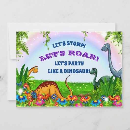 Invitation Fête d'anniversaire Stomp and Roar Dinosaur (Devant)