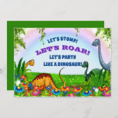 Invitation Fête d'anniversaire Stomp and Roar Dinosaur (Devant / Derrière)