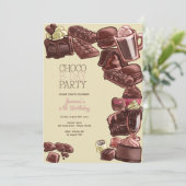 Invitation Fête d'anniversaire sucrée au chocolat (Debout devant)