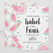 Invitation Fête d'anniversaire sucrée pastèque (Devant / Derrière)