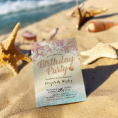 Invitation Fête d'anniversaire Summer Beach Starfish Coques d