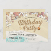 Invitation Fête d'anniversaire Summer Beach Starfish Coques d (Devant / Derrière)