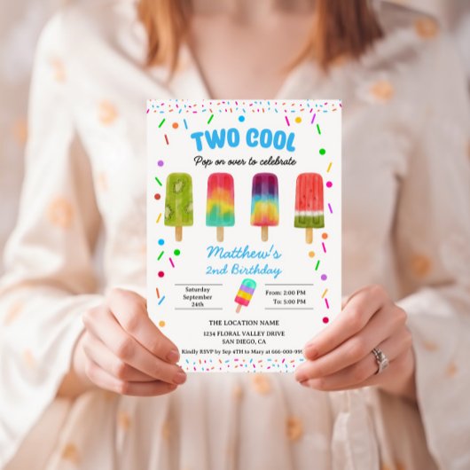 Invitation Fête d'anniversaire Summer Two Cool Popsicle 2e an