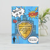 Invitation Fête d'anniversaire Superhero (Debout devant)