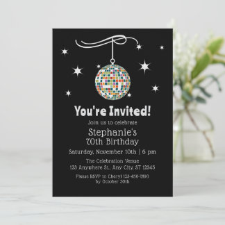 Invitation Fête d'anniversaire sur la musique des années 70 p