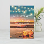 Invitation Fête d'anniversaire sur la plage au coucher du sol (Debout devant)