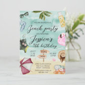 Invitation Fête d'anniversaire sur la plage d'été (Debout devant)