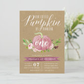 Invitation Fête d'anniversaire sur le thème Citrouille Rose P (Debout devant)