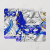 Invitation Fête d'anniversaire sur le thème de bal masqué Ble (Devant / Derrière)