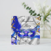 Invitation Fête d'anniversaire sur le thème de bal masqué Ble (Debout devant)