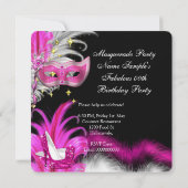 Invitation Fête d'anniversaire sur le thème de bal masqué Ros (Dos)