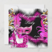 Invitation Fête d'anniversaire sur le thème de bal masqué Ros (Devant)