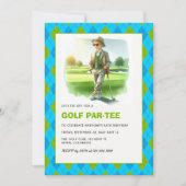 Invitation Fête d'anniversaire sur le thème de golf pour enfa (Devant)