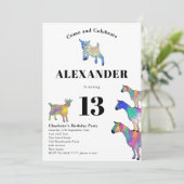 Invitation Fête d'anniversaire sur le thème de la chèvre colo (Debout devant)