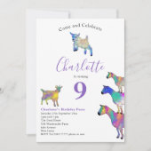 Invitation Fête d'anniversaire sur le thème de la chèvre pour (Devant)
