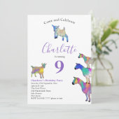 Invitation Fête d'anniversaire sur le thème de la chèvre pour (Debout devant)